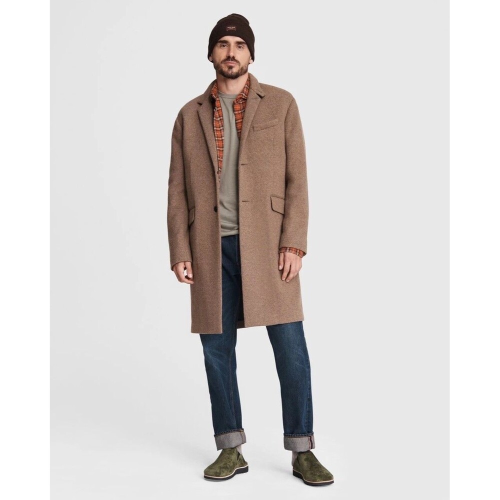 Rag & Bone Sloane Coat Recycled Wool Mens M Long Deconstructed Overcoat Preppy